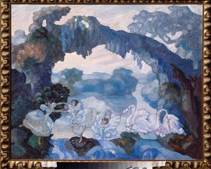 Decorontwerp voor het ballet "Het Zwanenmeer" van Tsjaikovski