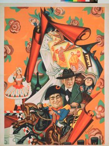 Ontwerp van een theaterposter voor de groep van Nikita Baliev 