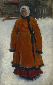 Het meisje in de rode bontjas door Sergej Vasilevic Ivanov
