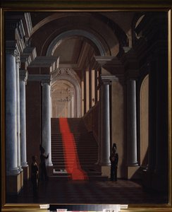 De trap van het Anichkov-paleis in Sint-Petersburg door Sergey Konstantinovich Zaryanko