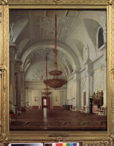 Zicht op de witte hal van het Winterpaleis in Sint-Petersburg door Sergey Konstantinovich Zaryanko