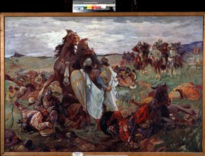 De slag tussen Russen en Tataren door Sergey Nikolayevich Arkhipov