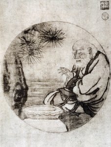Portret van Lao-Tzu, Chinese filosoof uit de 6e eeuw v.Chr., tekening door Sesshu Toyo (1420-1506), Japanse beschaving, Muromachi periode