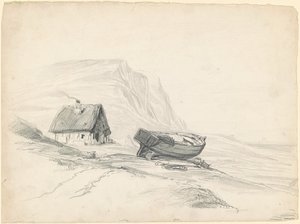 Huis en boot aan de oever door Seth Wells Cheney