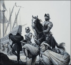 Goudvervoer door Panama (gouache op papier) door Severino Baraldi
