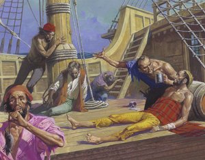 Magellans zeelieden op de reis over de Stille Oceaan door Severino Baraldi