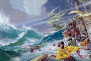 Vasco Da Gama op weg naar India (gouache op papier)