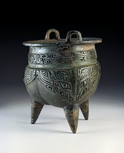 Li vaartuig met taotie-ontwerp, Erligang-periode, Shang-dynastie, ca. 1500-1050 v.Chr.