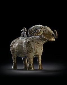 Rituele wijnvat in de vorm van een ram, Gong door Shang Dynasty Chinese School