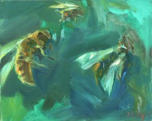 Bee 2, 2024 (olieverf op board)