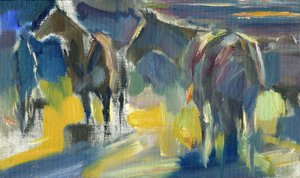 Twee paarden, 2024 (olieverf op board)