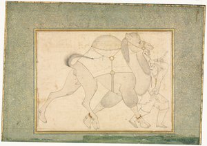 Kameel en Knecht, Enkele Pagina Illustratie, ca. 1545-1576 door Shaykh Muhammad