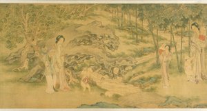 Vrouwen En Kinderen In Een Tuin door Shi Wang