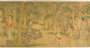 Vrouwen En Kinderen In Een Tuin door Shi Wang