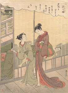 Scène van het Plezierkwartier in Fukagawa, laat 18e eeuw