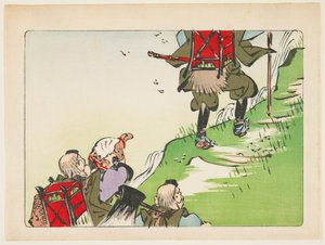 (Processie van pelgrims) door Shibata Zeshin