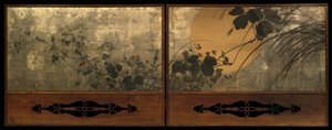 Herfstgrassen in maanlicht door Shibata Zeshin
