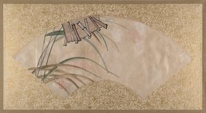 Roze en witte bloemen en bladeren, klappers door Shibata Zeshin