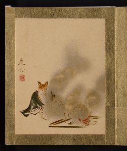 Fuchs am mystischen Feuer door Shibata Zeshin