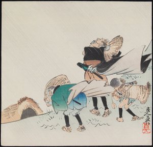 Reizigers in een storm door Shibata Zeshin
