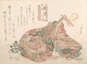 Biwa met Brokaat Omslag, uit de serie Muziekinstrumenten, waarschijnlijk 1808 door Shinsai