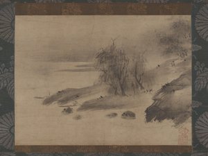 Inktlandschap Suiboku sansui zu, 15e-begin 16e eeuw door Shinso Soami