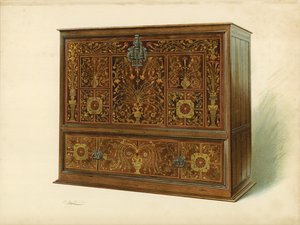 Kabinet Ingelegd met Marqueterie, eigendom van Sir George Donaldson