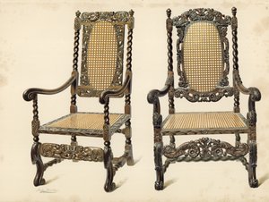 Stoel, eigendom van P Macquoid; Stoel, eigendom van Arthur S Cope door Shirley Charles Llewellyn Slocombe