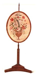 Ingelegde mahoniehouten polescherm, 1908 door Shirley Charles Llewellyn Slocombe