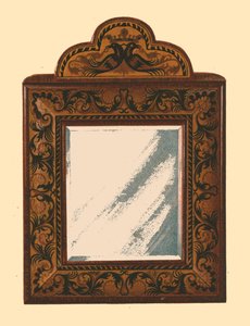 Spiegel met walnoothouten lijst met ingelegd marqueterie