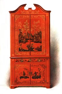 Rood lak kabinet door Shirley Charles Llewellyn Slocombe