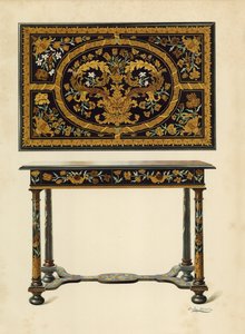Tafel ingelegd met marqueterie, eigendom van Lord Zouche van Haryngworth