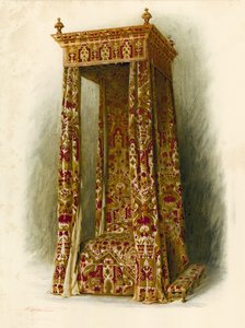 Gestoffeerd bed, Hampton Court Palace door Shirley Charles Llewellyn Slocombe