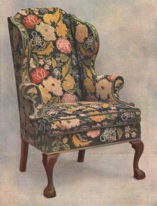 Notenhouten stoel bedekt met borduurwerk, 1905 door Shirley Charles Llewellyn Slocombe