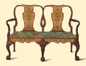 Notenhouten Bank ingelegd met Marqueterie