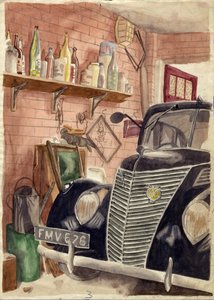 Auto in garage, c. 1950 door Shirley Markham