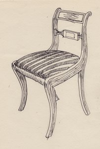 Stoel met gestreepte zitting, 1951 door Shirley Markham