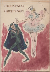 Duivel en fee, kerstkaart, 1952 door Shirley Markham