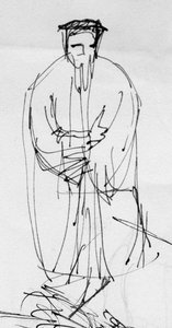 Man in kostuum uit die tijd, ca. 1950