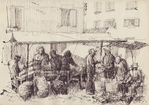 Marktscène, Italië, ca. 1950