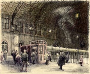 Treinstation, 1951 door Shirley Markham
