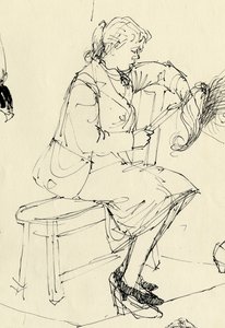 Zittende vrouw die leest, 1953 door Shirley Markham