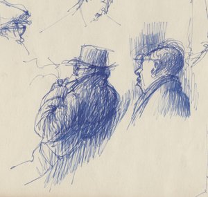 Studies, mannen met hoeden, ca. 1950