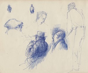 Studies, mannen met hoeden, circa 1950