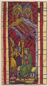 De Aankondiging aan St. Anna, sectie van glas-in-loodraam, 1951