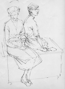 Twee zittende vrouwen, 1953 door Shirley Markham