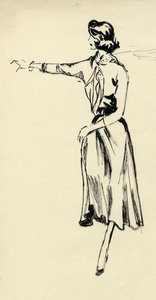Vrouw in wijde rok met uitgestrekte arm door Shirley Markham