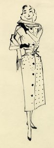 Vrouw in gestippelde jurk, ca. 1950