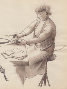 Vrouw strijkt, 1951 door Shirley Markham