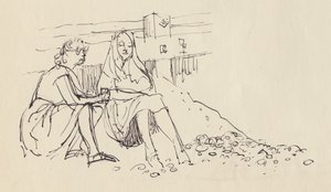 Vrouwen op het strand, zuidkust van Engeland